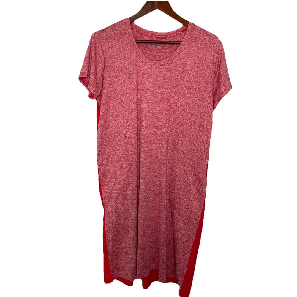 Columbia Women's Medium Coral Red Mini Shift Dress Pockets Causal